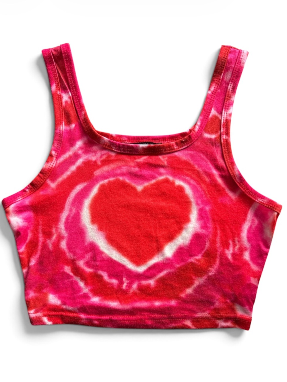 SHEIN Red & Pink Heart Tie-Dye Crop Tank